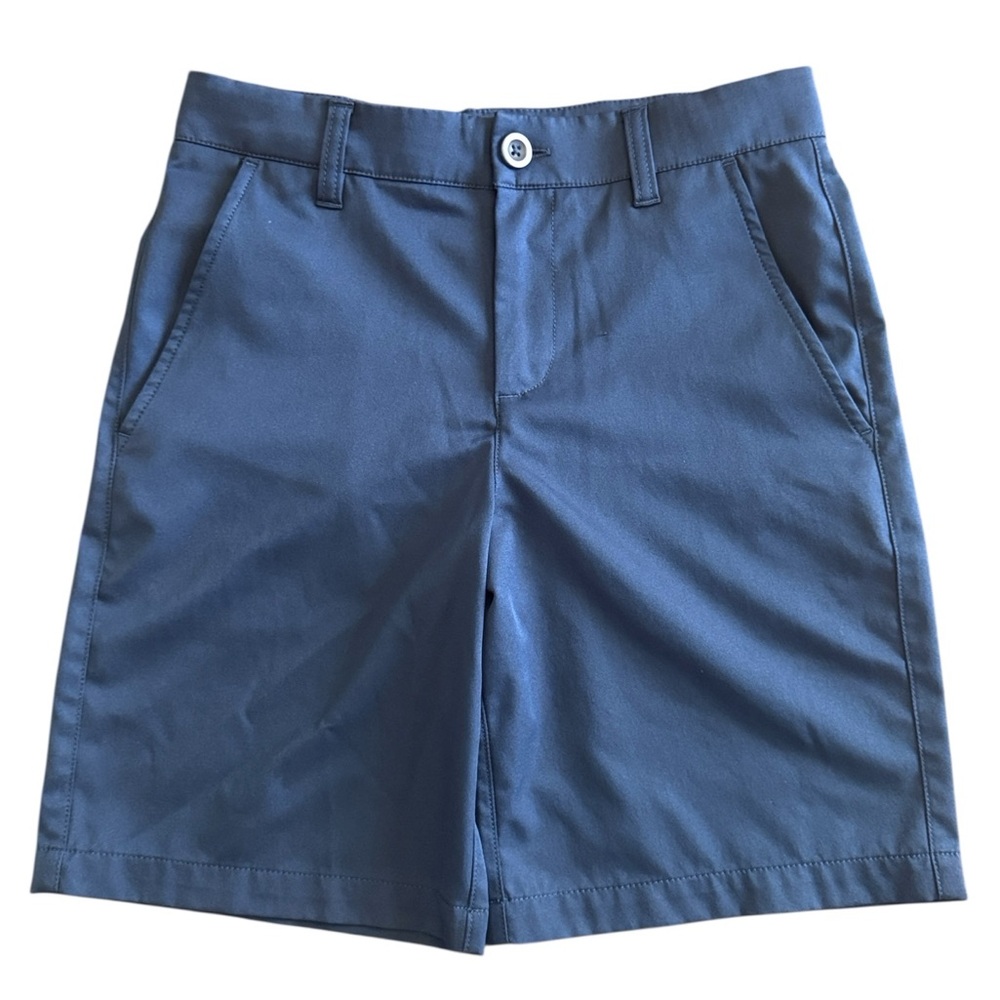 Under Armour Boys Medium Adjustable Golf Shorts Navy Slant Pockets 7.5” Inseam